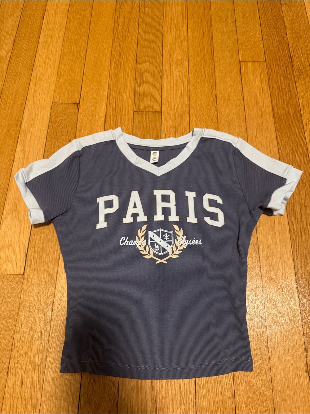 bp Navy Short Sleeve Paris Graphic Tee with White Trim